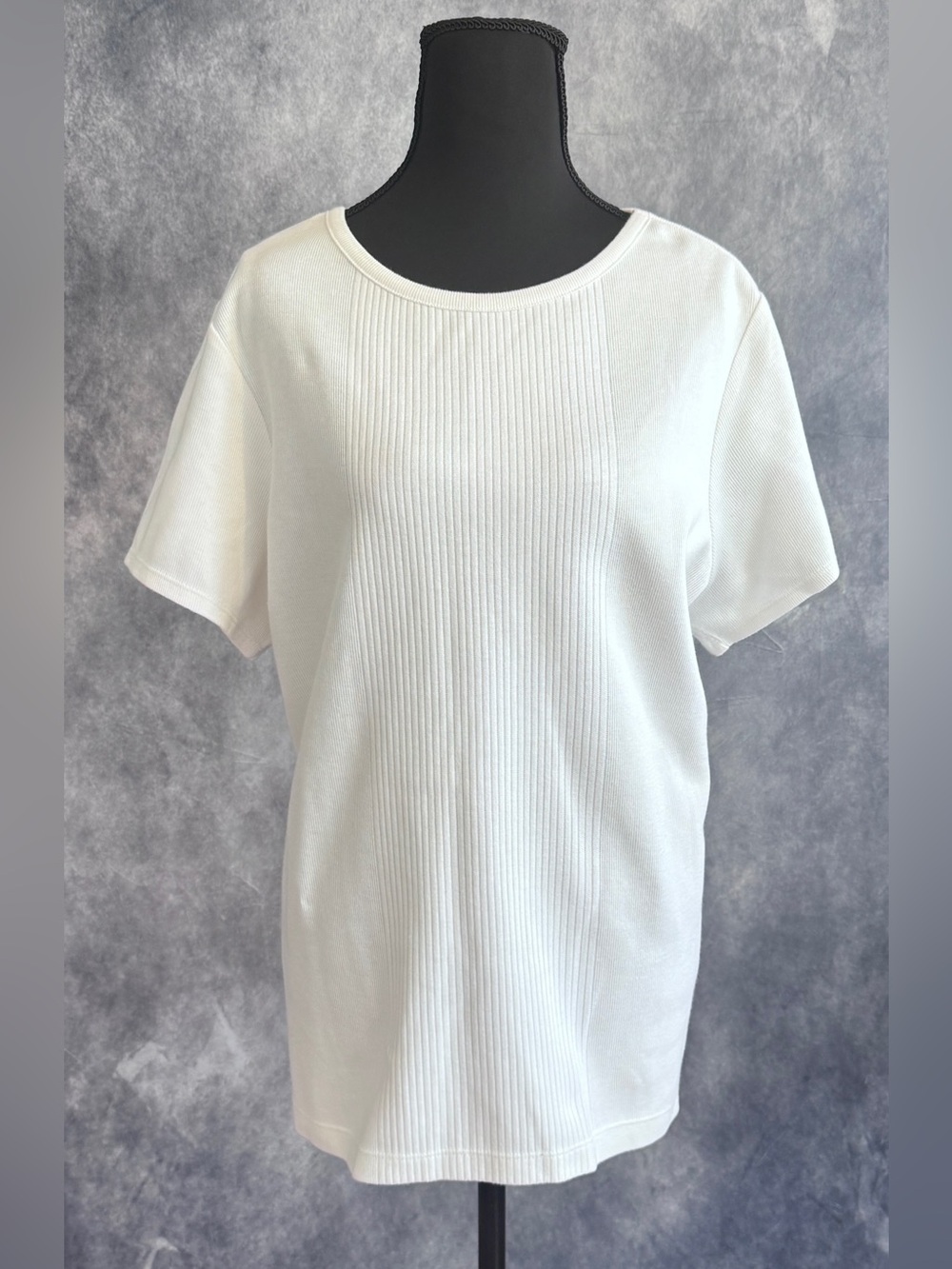 Essentials White Ribbed Panel Short-Sleeve Tee
